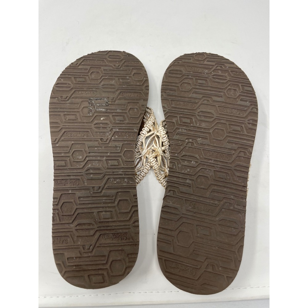 Skechers Cali Yoga Foam Flip Flops Women's 8 Brown Woven Macrame Sandals - Picture 9 of 9